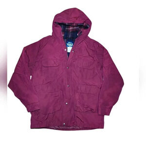 Vintage Woolrich Wool Blanket Lined Chore Mountain Jacket Parka Burgandy USA